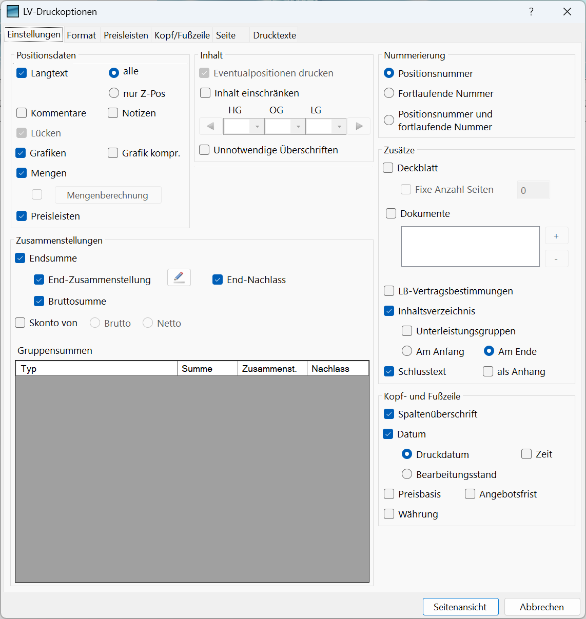 LV-Druckoptionen bei 150 % – Version 39
